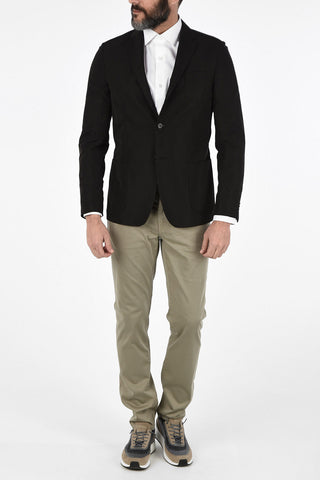 ZZEGNA Patch Pocket Blazer with Double Back Slits
