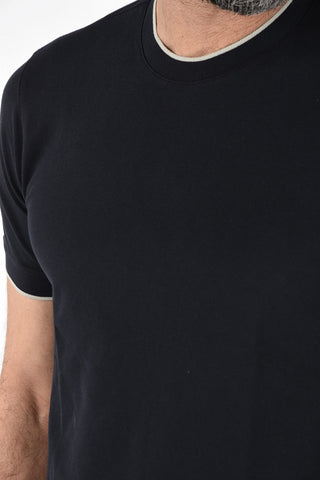ZZEGNA Contrasting Trimming T-shirt
