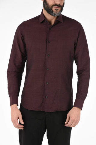 ZZEGNA Camicia Stampata in Lino e Cotone