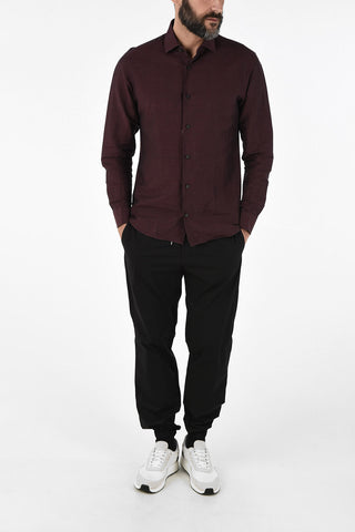 ZZEGNA Camicia Stampata in Lino e Cotone