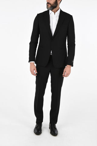 ZZEGNA One Button Peaked Lapel Suit with Flush Pockets 