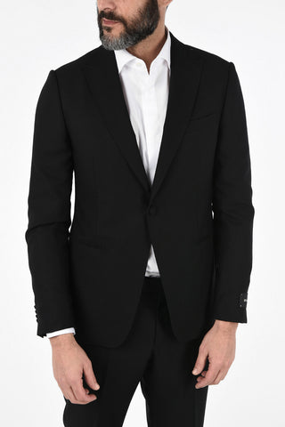 ZZEGNA One Button Peaked Lapel Suit with Flush Pockets 