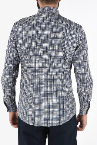 EZ LUXURY Camicia Collo Francese in Cotone Mini Ceck 