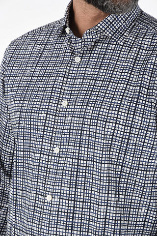 EZ LUXURY Camicia Collo Francese in Cotone Mini Ceck 