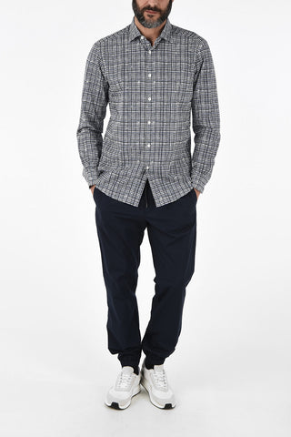 EZ LUXURY Camicia Collo Francese in Cotone Mini Ceck 