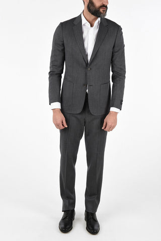 ZZEGNA TECHMERINO Wool Notch Lapel Suit with Patch Pockets 