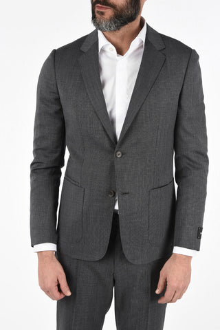 ZZEGNA TECHMERINO Wool Notch Lapel Suit with Patch Pockets 