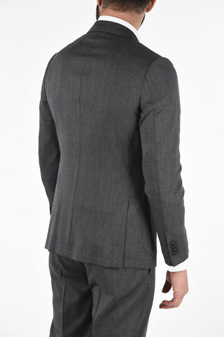 ZZEGNA TECHMERINO Wool Notch Lapel Suit with Patch Pockets 