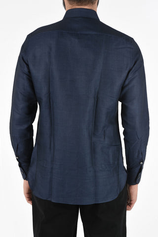 EZ TAILORING Camicia Collo Francese in Lino e Cotone