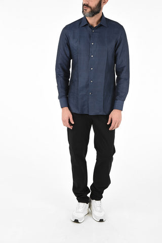 EZ TAILORING Camicia Collo Francese in Lino e Cotone