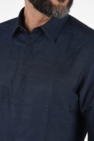 EZ TAILORING Cotton and Linen Hidden Closure Shirt