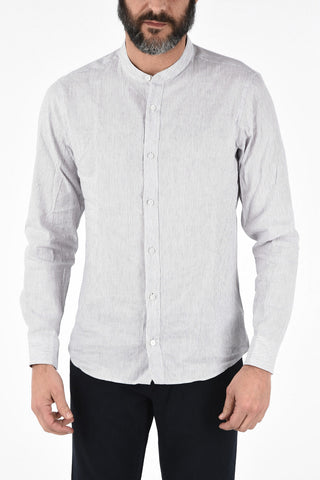 ZZEGNA Camicia Collo Coreano a Righe