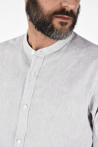 ZZEGNA Camicia Collo Coreano a Righe