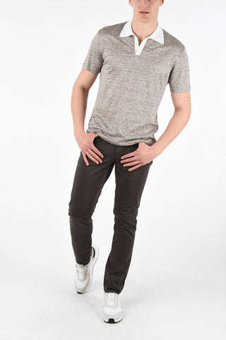 EZ LUXURY Line Polo Shirt with Contrasting Collar