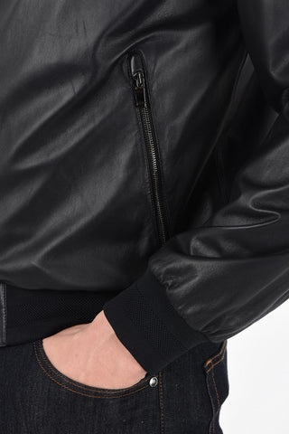 ZZEGNA Full Zip Leather Jacket