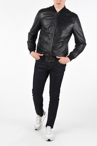 ZZEGNA Full Zip Leather Jacket