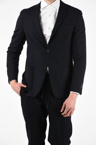 ZZEGNA Two Button Notch Lapel Blazer with Patch Pockets