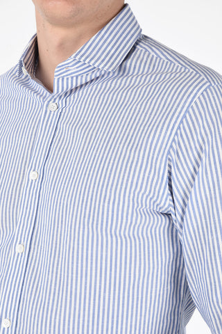 ZZEGNA Pencil Striped Spread Collar Shirt