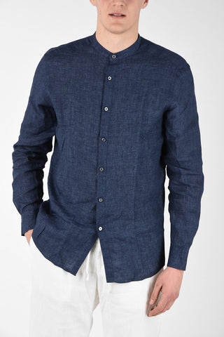 EZ LUXURY Camicia Collo Coreano in Lino