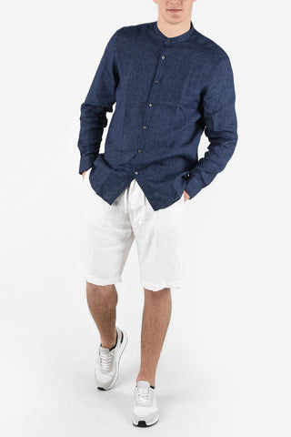 EZ LUXURY Camicia Collo Coreano in Lino