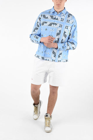 Camicia con Collo Francese  in Cotone Stampato Paisley 
