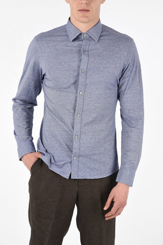 ZZEGNA Camicia Fil a Fil Collo Francese