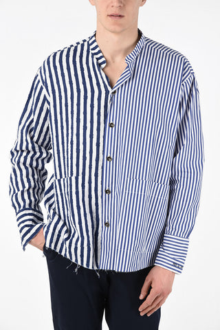 GREG LAUREN Camicia Striped in Cotone e Lino 