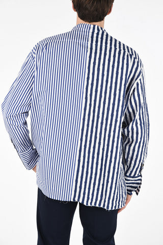 GREG LAUREN Camicia Striped in Cotone e Lino 