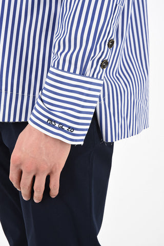 GREG LAUREN Camicia Striped in Cotone e Lino 