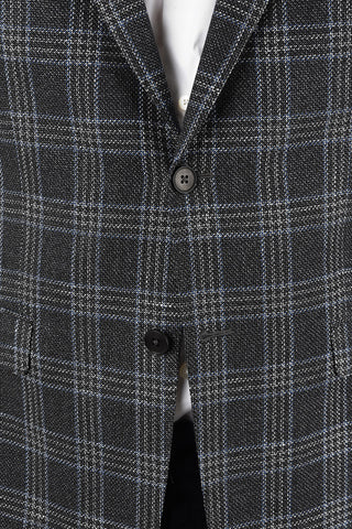 ZZEGNA District Check 2 Button Blazer with Jetted Pocket