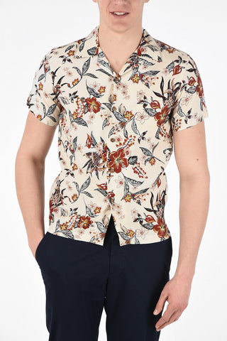 Floral Printed Short Sleeve Shirt with Patch Pocket