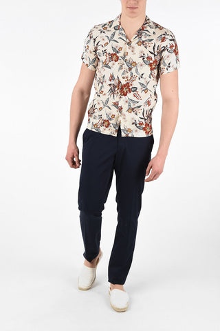 Floral Printed Short Sleeve Shirt with Patch Pocket