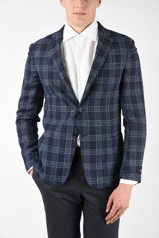 ZZEGNA District Check 2 Button Blazer with Patch Pocket