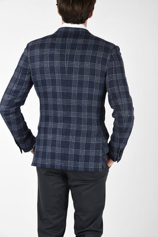 ZZEGNA Blazer 2 Bottoni District Check con Tasche a Toppa