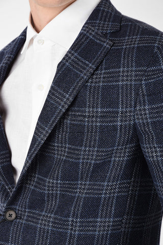 ZZEGNA District Check 2 Button Blazer with Patch Pocket