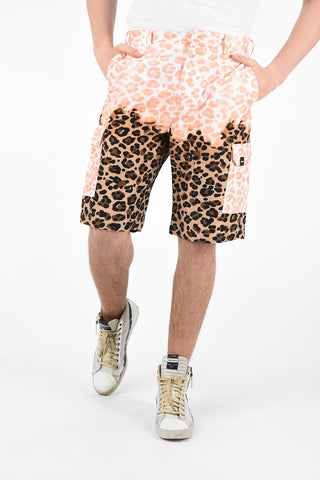 Cotton Spotted Two Tone Bermuda Shorts with Hidden Closure