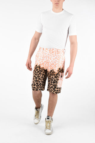 Cotton Spotted Two Tone Bermuda Shorts with Hidden Closure