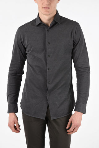 ZZEGNA Camicia Collo Francese in Cotone 