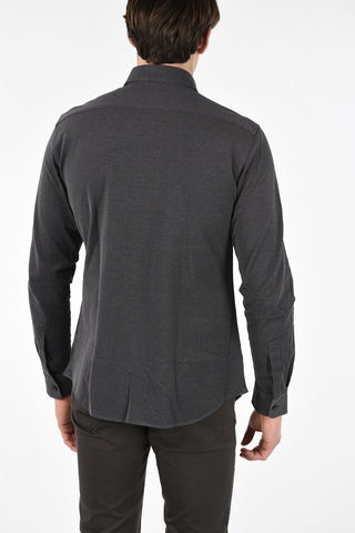 ZZEGNA Camicia Collo Francese in Cotone 