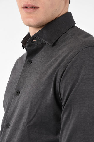 ZZEGNA Camicia Collo Francese in Cotone 