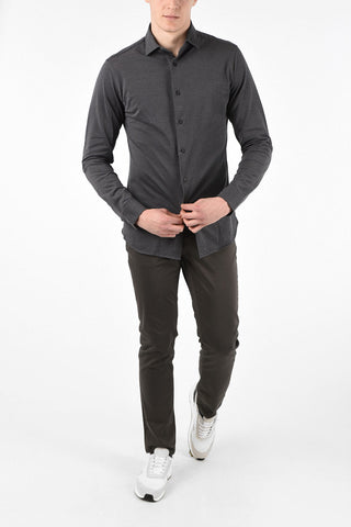 ZZEGNA Camicia Collo Francese in Cotone 