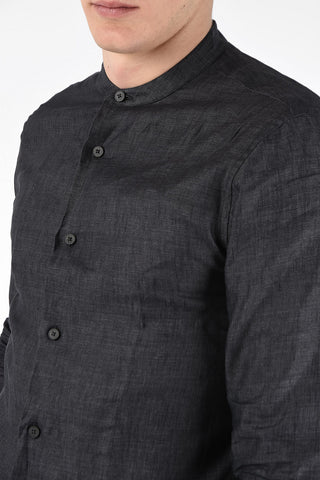 ZZEGNA Linen Slim Fit Mandarin Collar Shirt