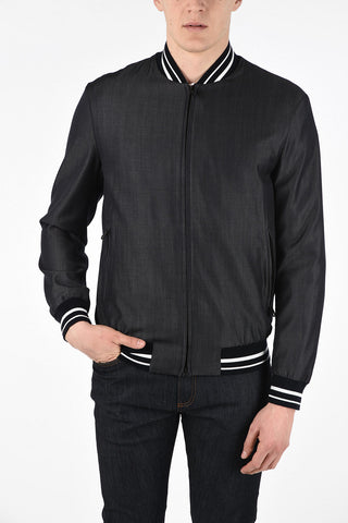 ZZEGNA TECHMERINO Wool Bomber Jacket with Contrasting Trimmings