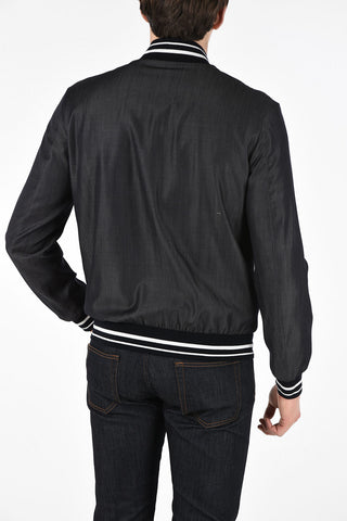 ZZEGNA TECHMERINO Wool Bomber Jacket with Contrasting Trimmings