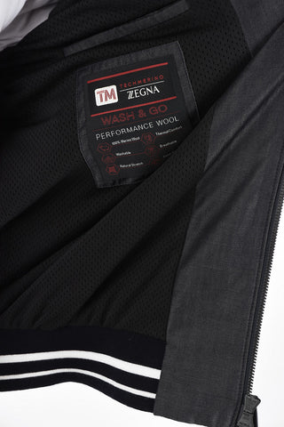 ZZEGNA TECHMERINO Wool Bomber Jacket with Contrasting Trimmings