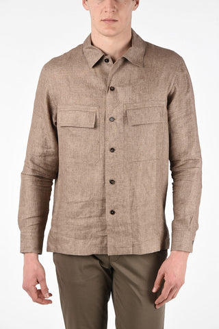 EZ LUXURY Spread Collar Shirt with Patch Pockets 