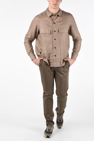 EZ LUXURY Spread Collar Shirt with Patch Pockets 