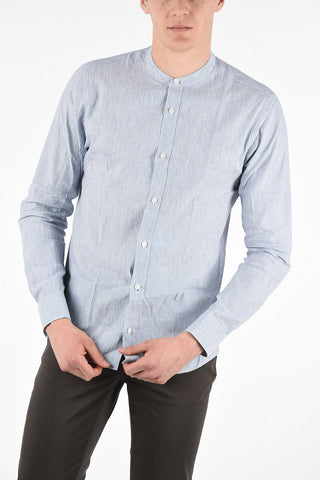 ZZEGNA Pencil Striped Collarless Shirt
