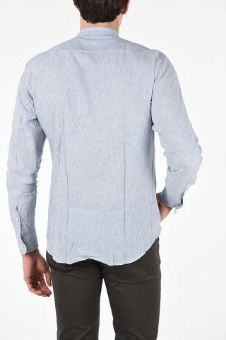 ZZEGNA Pencil Striped Collarless Shirt