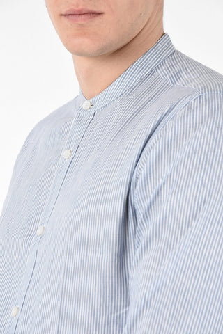 ZZEGNA Pencil Striped Collarless Shirt